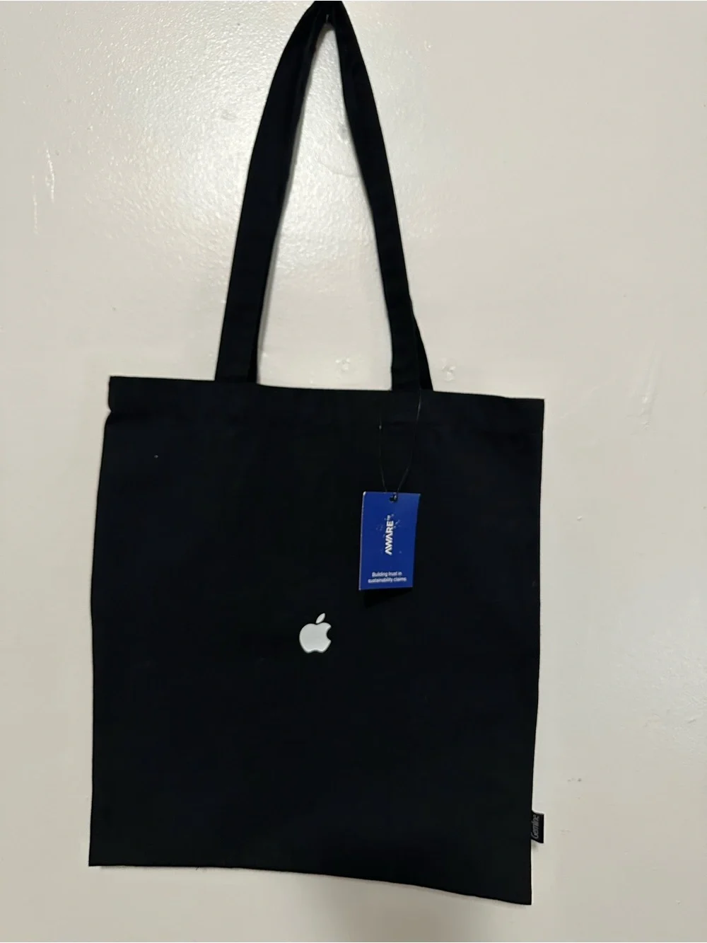 Apple Black Canvas Tote with White Apple Logo
